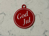 Elegant Christmas tree ornament with the text God Jul
