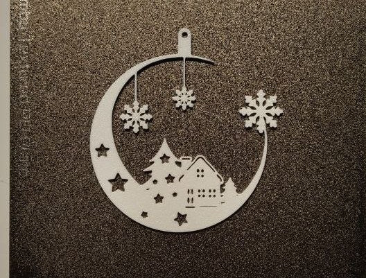 Christmas tree ornament with house and moon