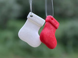Small Christmas stocking tree ornament with hanger