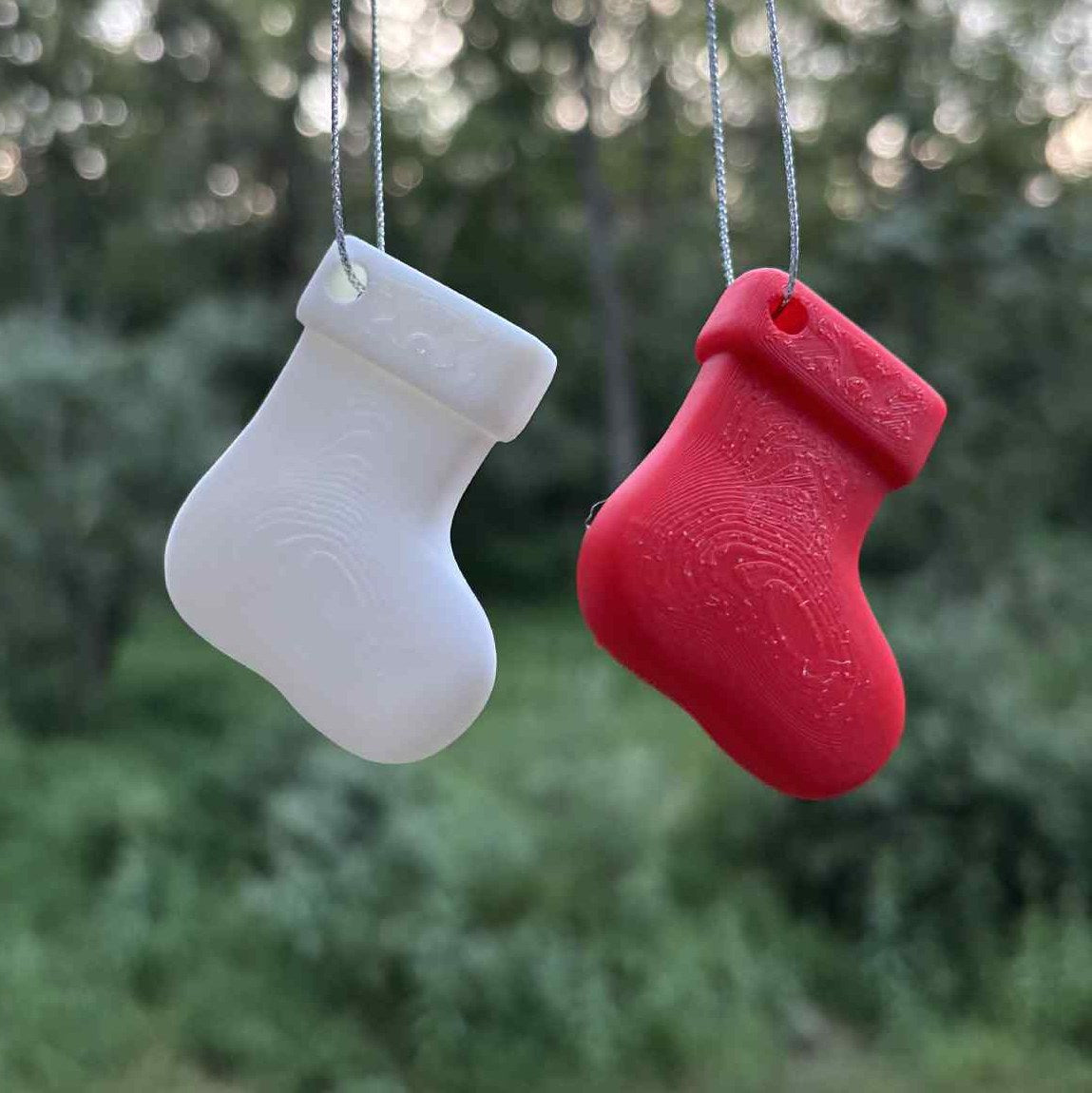 Small Christmas stocking tree ornament with hanger
