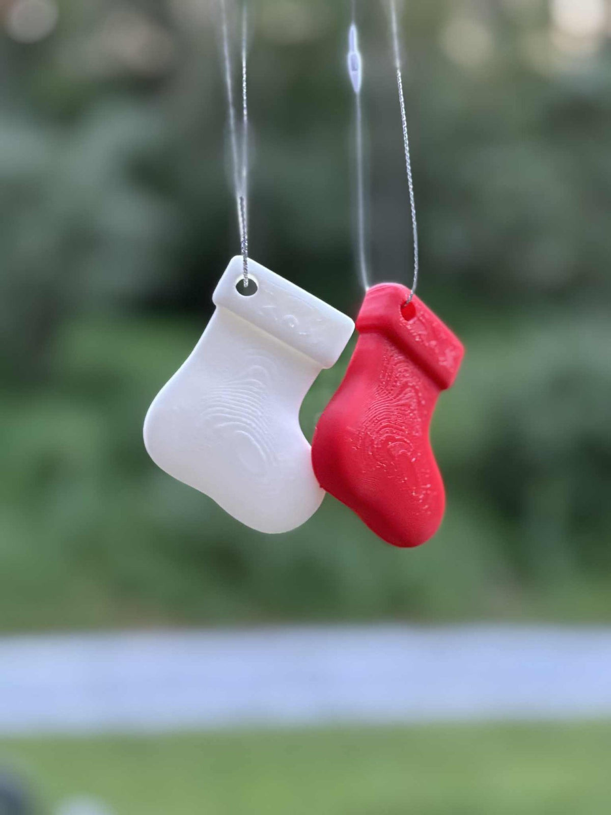 Small Christmas stocking tree ornament with hanger