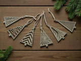 Modern Christmas tree ornaments – set of 6 geometric trees