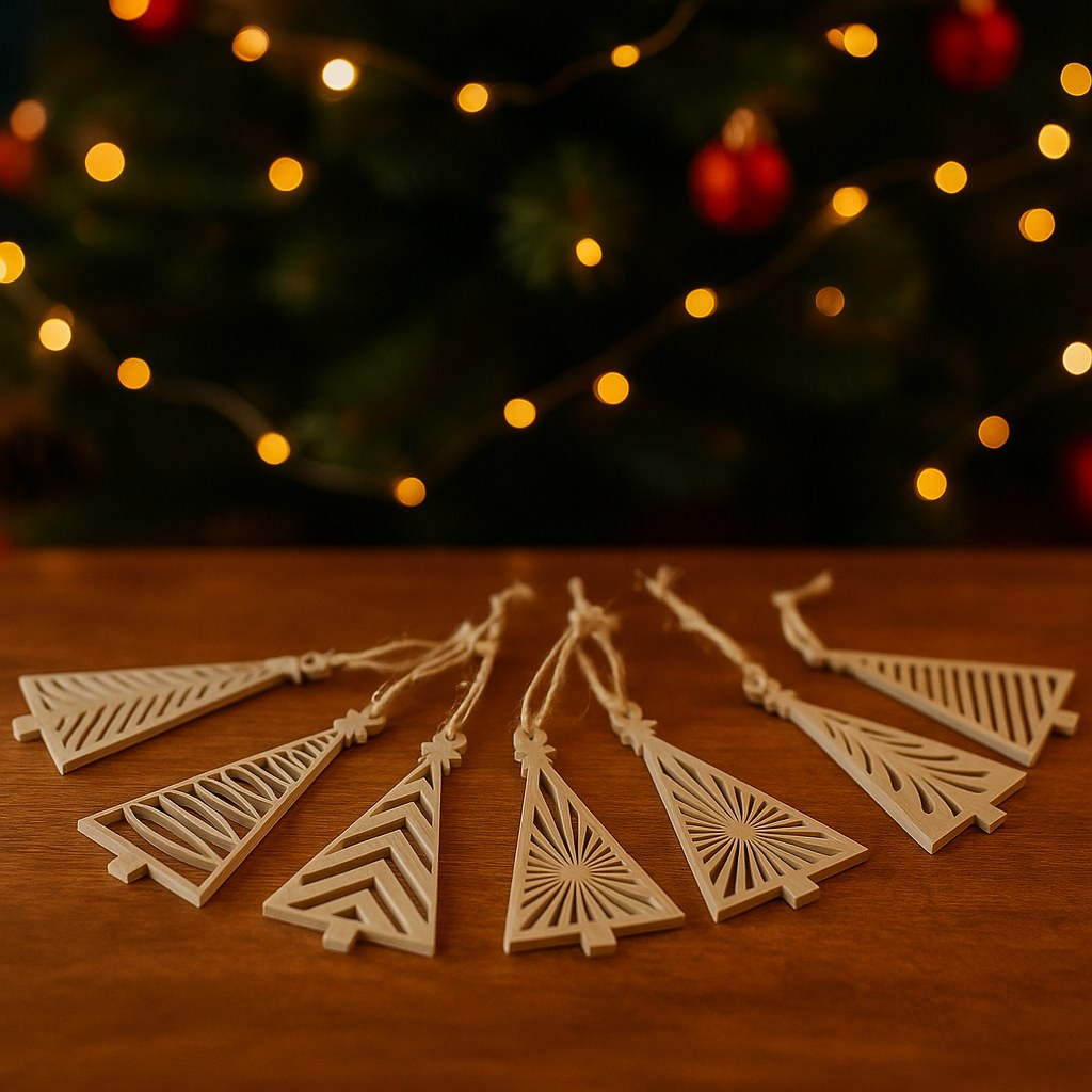 Modern Christmas tree ornaments – set of 6 geometric trees