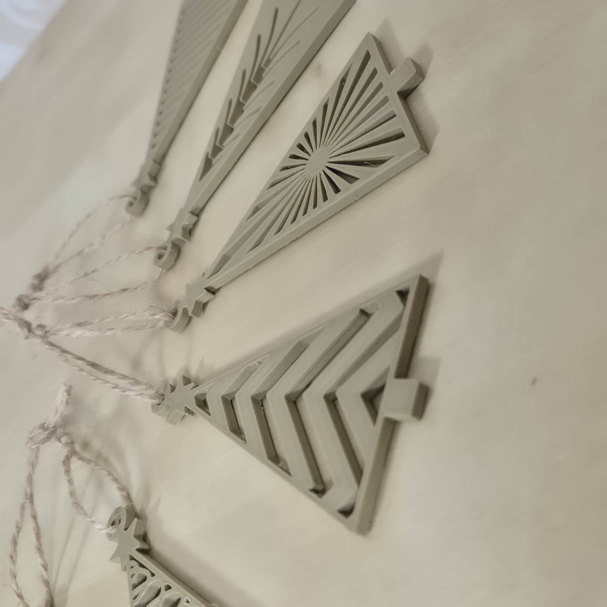 Modern Christmas tree ornaments – set of 6 geometric trees