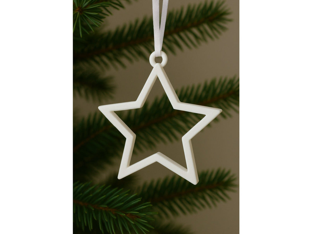 Minimalist star Christmas tree ornament with hanging loop