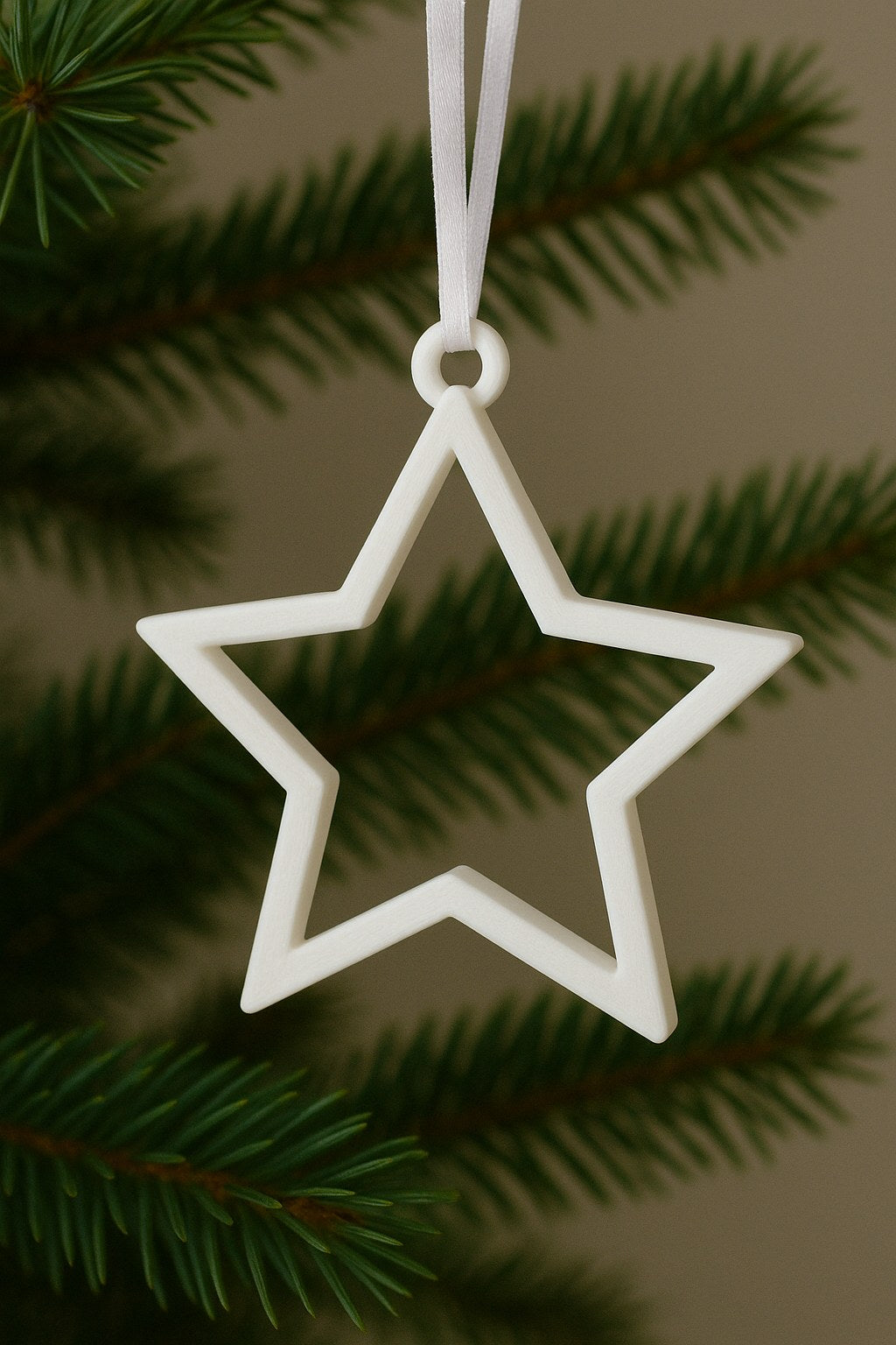 Minimalist star Christmas tree ornament with hanging loop