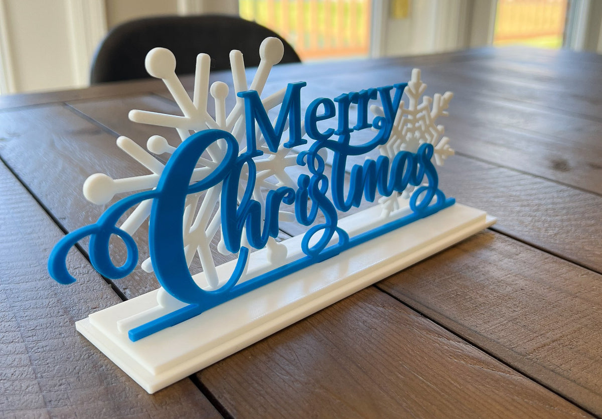 Merry Christmas sign, free-standing Christmas decoration in 3 parts