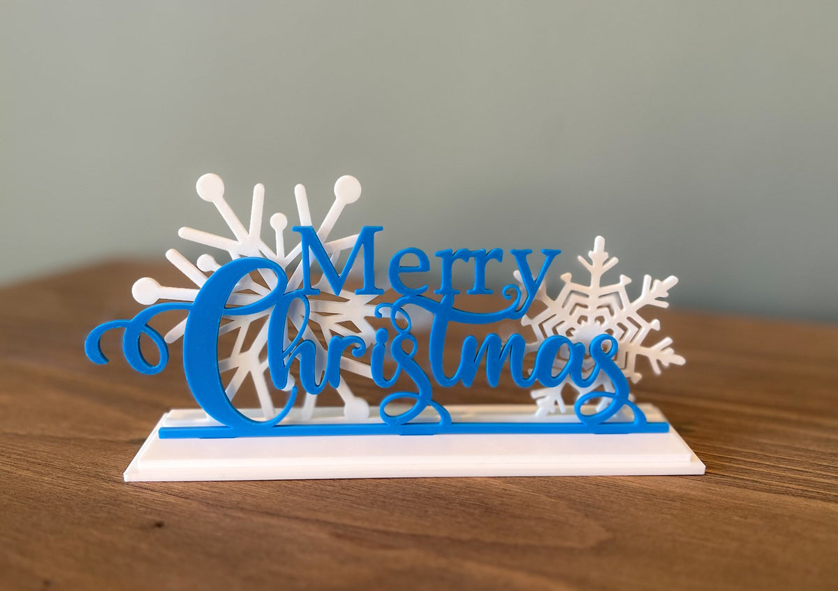 Merry Christmas sign, free-standing Christmas decoration in 3 parts