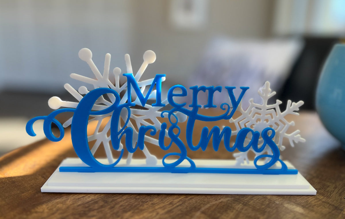 Merry Christmas sign, free-standing Christmas decoration in 3 parts