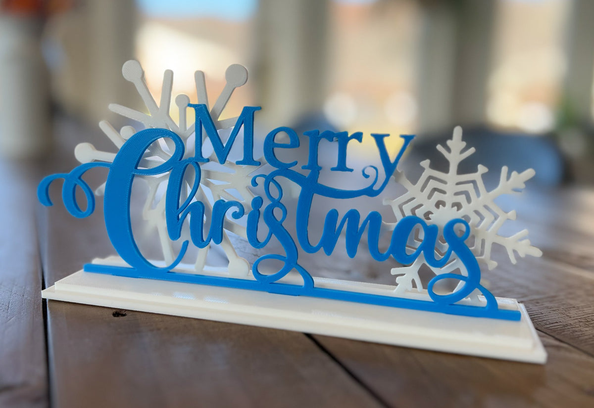 Merry Christmas sign, free-standing Christmas decoration in 3 parts