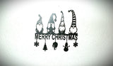Wall decoration with 4 Christmas gnomes and a holiday greeting