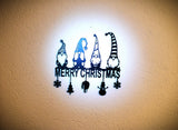 Wall decoration with 4 Christmas gnomes and a holiday greeting