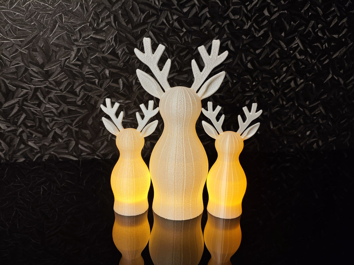 Reindeer figure with textured surface and LED tea light