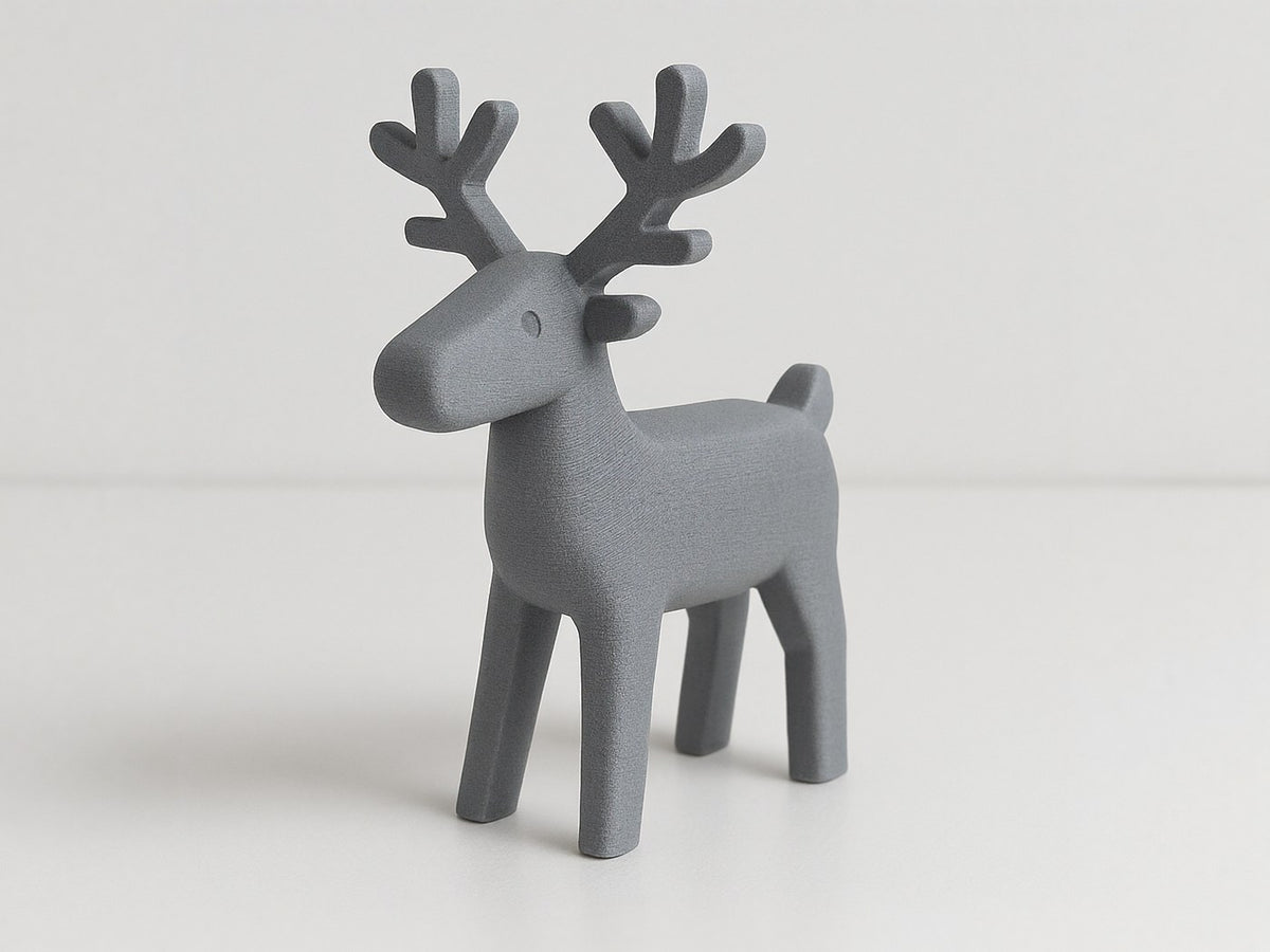 Minimalist reindeer figure with clean lines