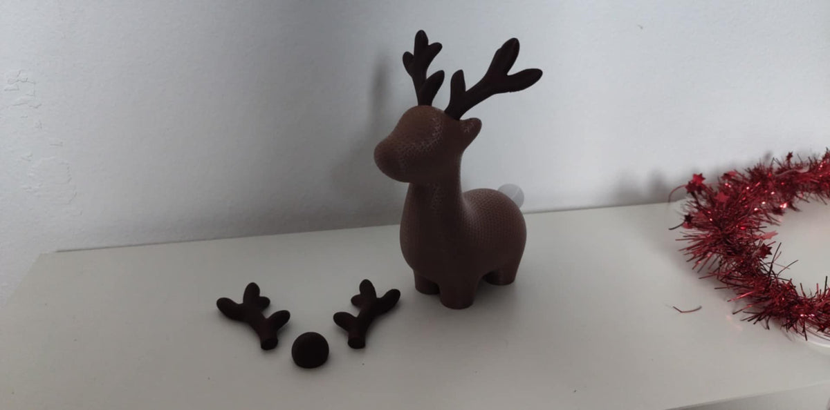 Chubby knit-look reindeer Christmas figure