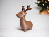 Chubby knit-look reindeer Christmas figure