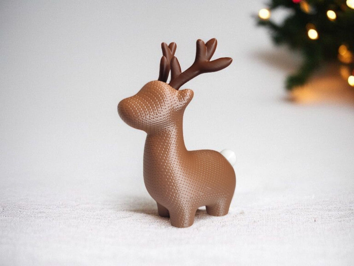 Chubby knit-look reindeer Christmas figure