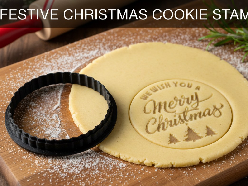 Cookie cutter and stamp with Merry Christmas