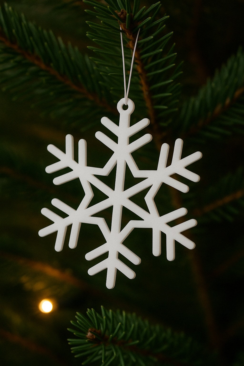 Detailed snowflake ornament with hanging hole