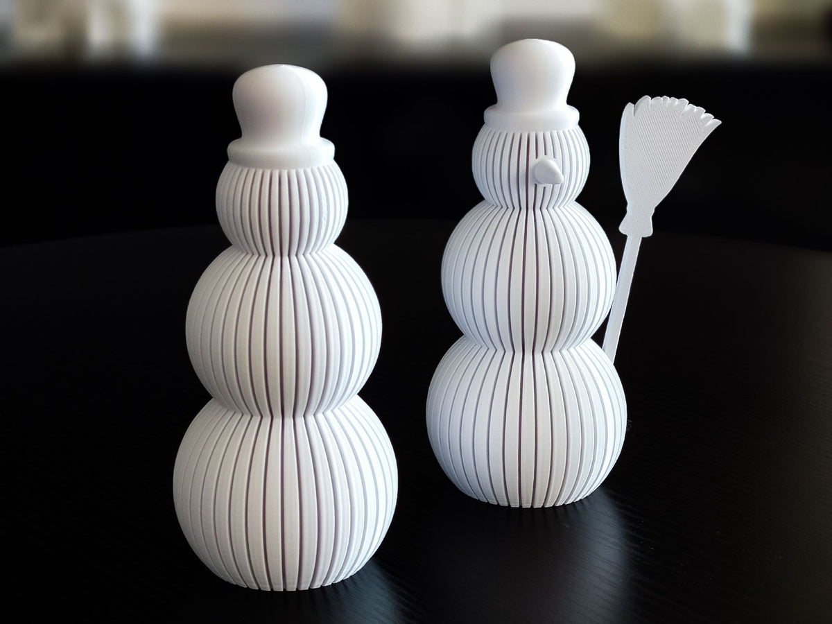 Snowman figure with a ribbed design