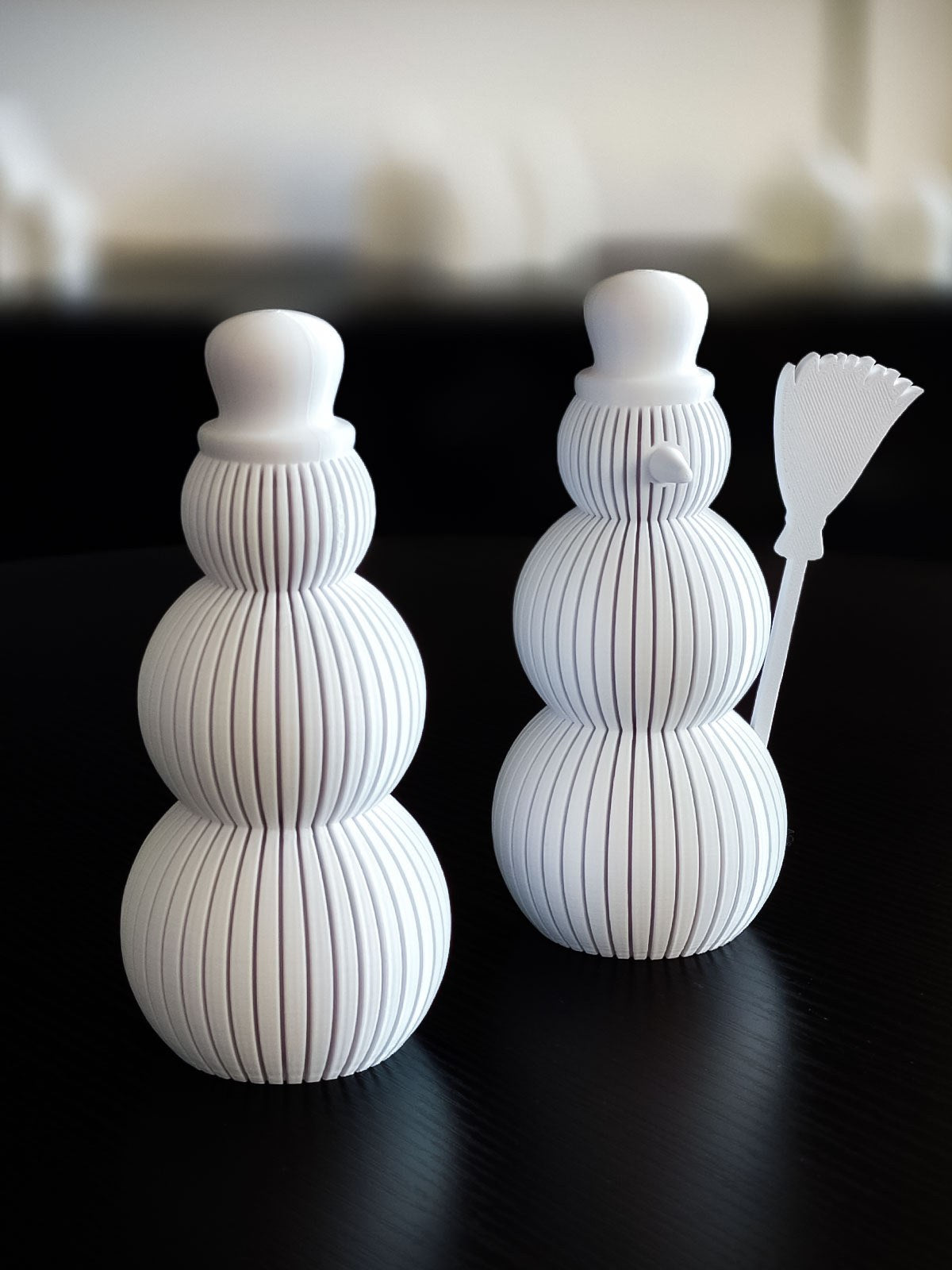 Snowman figure with a ribbed design