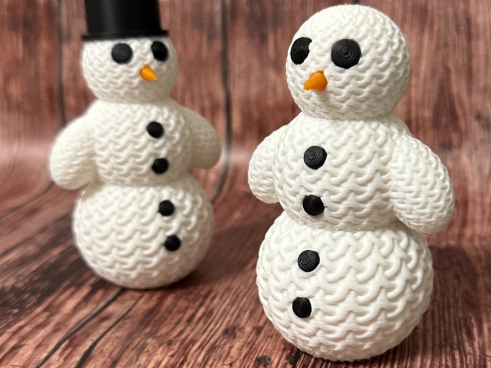Cute snowman figure with a knitted look