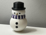 Snowman figure with scarf and top hat
