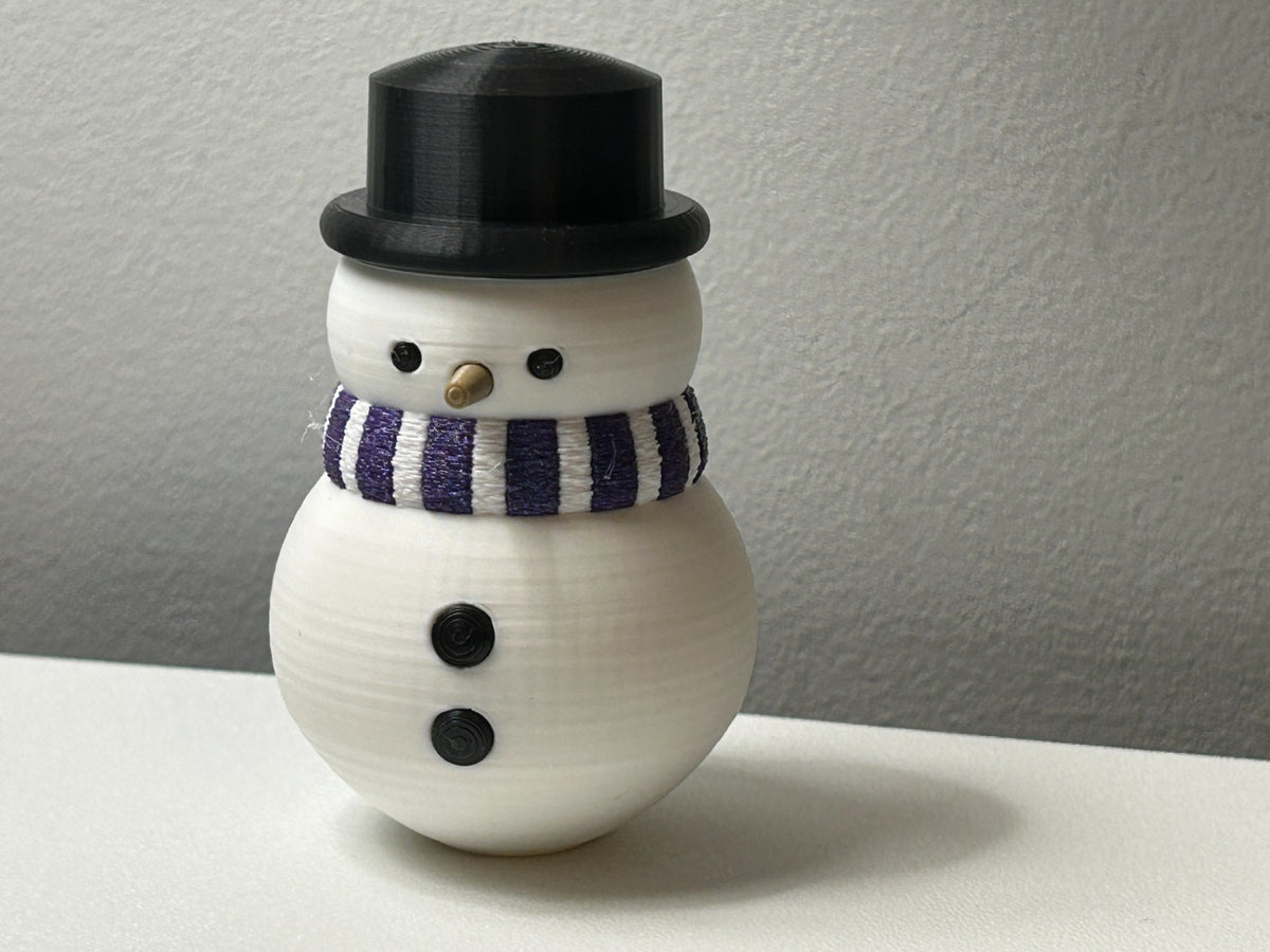 Snowman figure with scarf and top hat