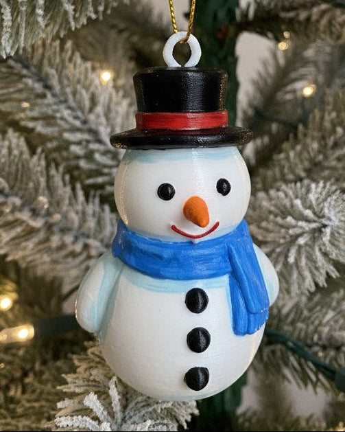 Classic snowman with top hat and scarf