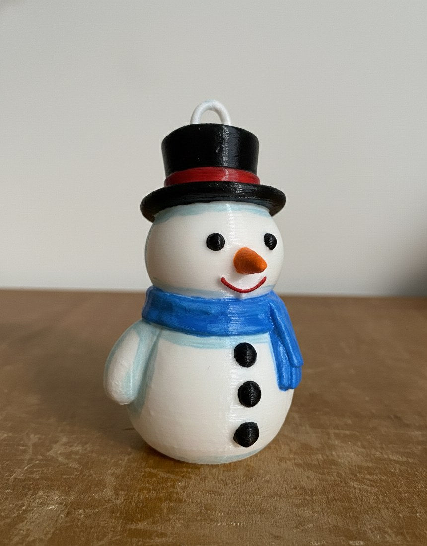Classic snowman with top hat and scarf
