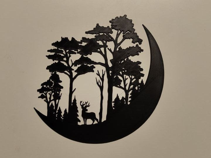Christmas wall decoration – reindeer in a forest with moon